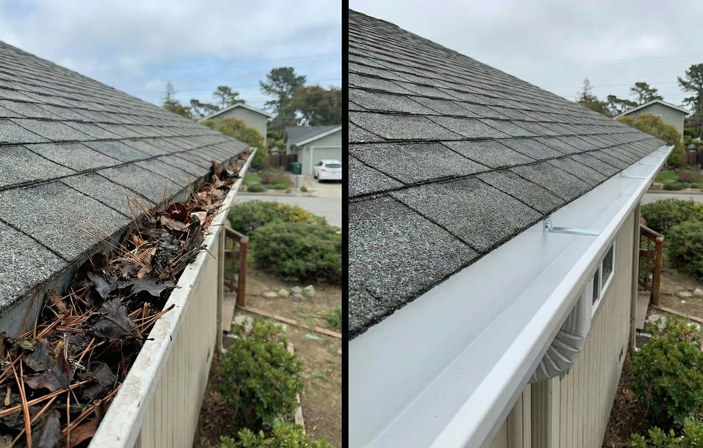 Gutter cleaning before and after transformation 3