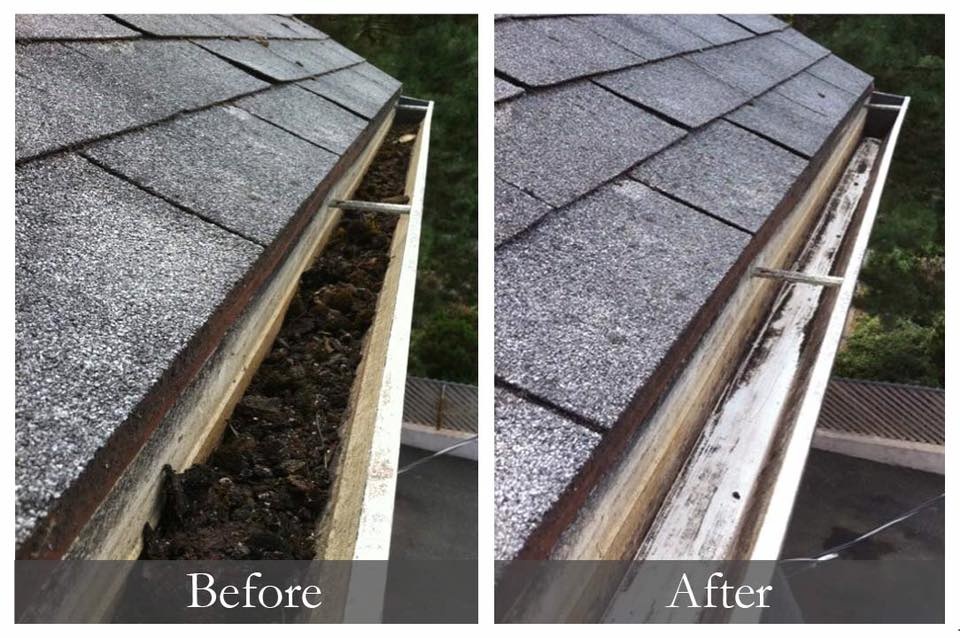 Gutter cleaning before and after transformation 4