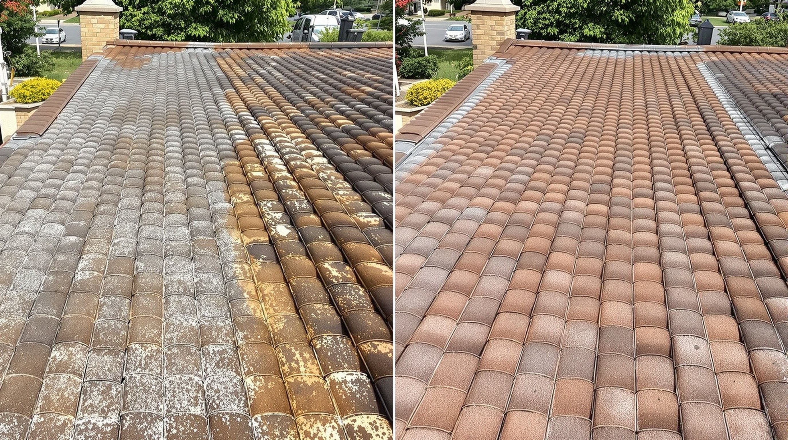 Roof cleaning before and after transformation 3